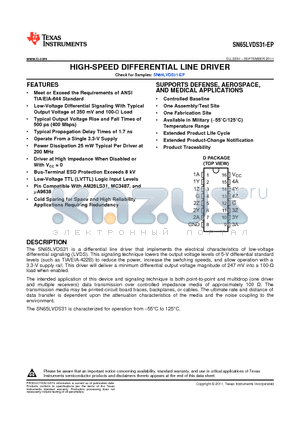 SN65LVDS31MDREP datasheet - HIGH-SPEED DIFFERENTIAL LINE DRIVER