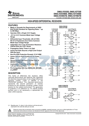 SN65LVDS32BD datasheet - HIGH-SPEED DIFFERENTIAL RECEIVERS