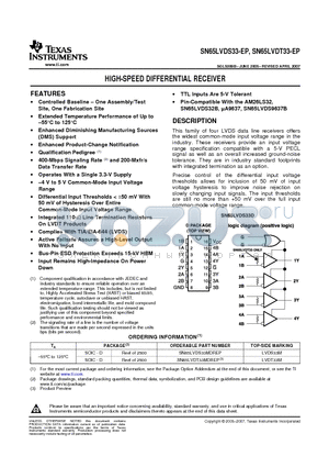 SN65LVDS33-EP datasheet - HIGH-SPEED DIFFERENTIAL RECEIVER