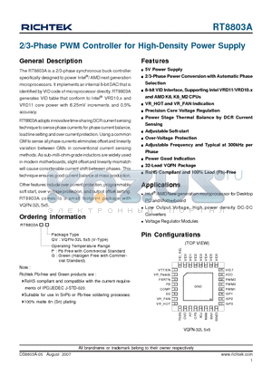 RT8802APQV datasheet - 2/3-Phase PWM Controller for High-Density Power Supply