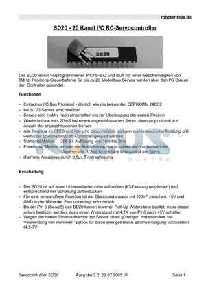 SD20-20 datasheet - Kanal IbC RC- S ervocontroller