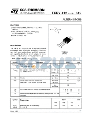 TXDV412 datasheet - ALTERNISTORS