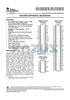 SN65LVDS386 datasheet - HIGH-SPEED DIFFERENTIAL LINE RECEIVERS