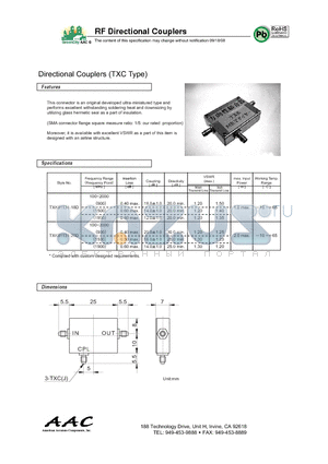 TXK81131-18D datasheet - RF Directional Couplers