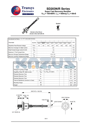 SD203N datasheet - Super Fast Recovery Rectifier