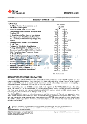 SN65LVDS84AQ-Q1 datasheet - FlatLink TRANSMITTER