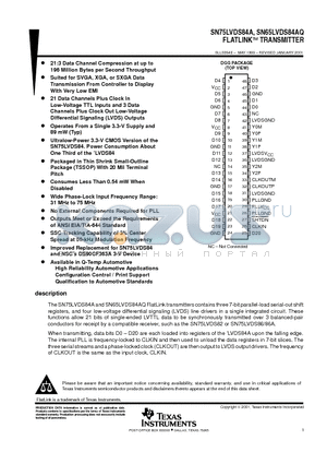 SN65LVDS84AQDGG datasheet - FLATLINK TRANSMITTER