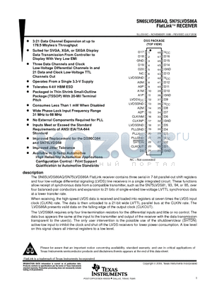 SN65LVDS86A datasheet - FLATLINK RECEIVER