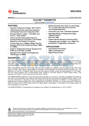 SN65LVDS93ADGG datasheet - FLATLINK TRANSMITTER