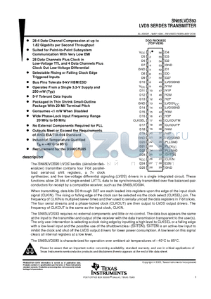 SN65LVDS93DGG datasheet - LVDS SERDES TRANSMITTER