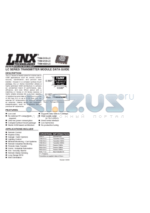 TXM-433-LC datasheet - LC SERIES TRANSMITTER MODULE