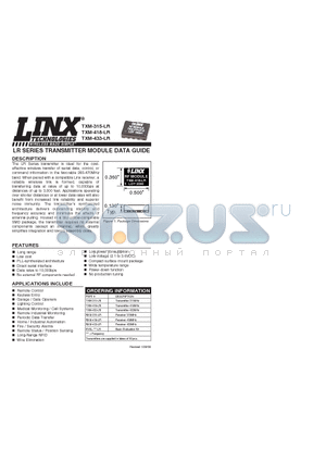 TXM-433-LR datasheet - LR SERIES TRANSMITTER MODULE