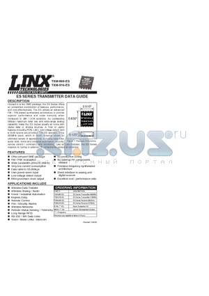 TXM-916-ES datasheet - ES SERIES TRANSMITTER