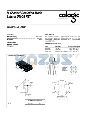 SD2100 datasheet - N-Channel Depletion Mode Lateral DMOS FET