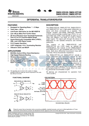 SN65LVDT101 datasheet - DIFFERENTIAL TRANSLATOR/REPEATER