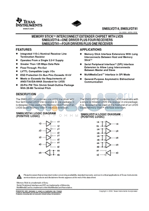 SN65LVDT14 datasheet - MEMORY STICK INTERCONNECT EXTENDER CHIPSET WITH LVDS