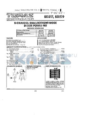 SD217DR datasheet - N CHANNEL ENHANCEMENT MODE D MOS POWER FET