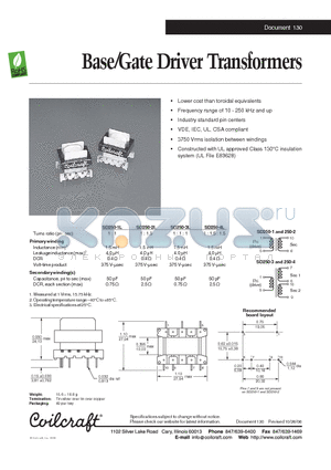 SD250-2L datasheet - Base/Gate Driver Transformers