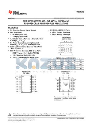 TXS0108E_101 datasheet - 8-BIT BIDIRECTIONAL VOLTAGE-LEVEL TRANSLATOR FOR OPEN-DRAIN AND PUSH-PULL APPLICATIONS