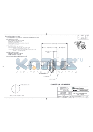 SD251-360-0001P datasheet - SMA JACK TO BMA BULKHEAD PLUG ADAPTER