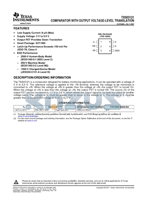 TXS03121 datasheet - COMPARATOR WITH OUTPUT VOLTAGE-LEVEL TRANSLATION