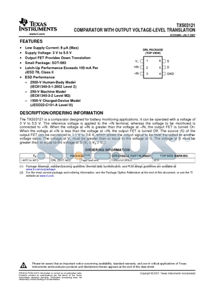 TXS03121DRLR datasheet - COMPARATOR WITH OUTPUT VOLTAGE-LEVEL TRANSLATION