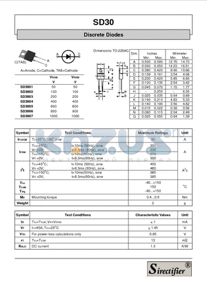 SD3001 datasheet - Discrete Diodes