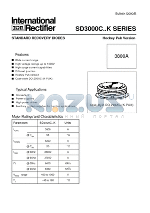 SD3000C datasheet - STANDARD RECOVERY DIODES Hockey Puk Version