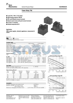 T9AS1D12-24 datasheet - 1 pole 30 A, 1 NO or 1 CO contact