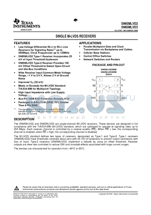 SN65MLVD2DRBTG4 datasheet - SINGLE M-LVDS RECEIVERS