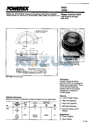 T9G01200A datasheet - Phase Control SCR (1200 Amperes Average 2400 Volts)