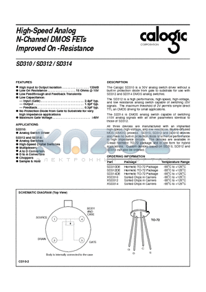 SD314DE datasheet - High-Speed Analog N-Channel DMOS FETs Improved On -Resistance