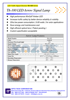 TA-100 datasheet - TA-100 LED Arrow Signal Lamp