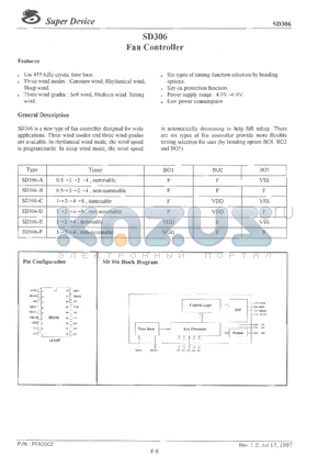 SD306-B datasheet - FAN CONTROLLER