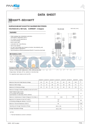 SD330YT datasheet - SURFACE MOUNT SCHOTTKY BARRIER RECTIFIERS(VOLTAGE 20 to 100 Volts CURRENT - 3 Ampere)