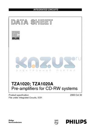 TZA1020 datasheet - Pre-amplifiers for CD-RW systems