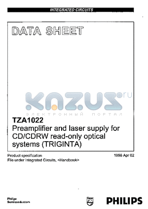 TZA1022 datasheet - Preamplifier and laser supply for CD/CDRW read-only optical systems (TRICINTA)