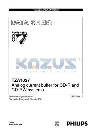 TZA1027 datasheet - Analog current buffer for CD-R and CD-RW systems