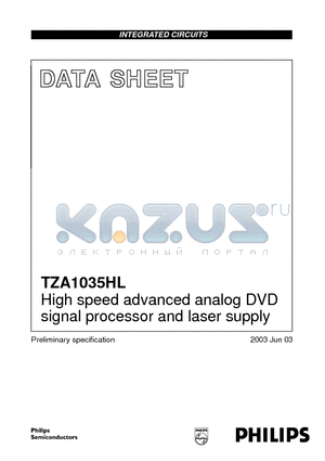 TZA1035HL datasheet - High speed advanced analog DVD signal processor and laser supply