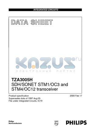 TZA3001 datasheet - SDH/SONET STM1/OC3 and STM4/OC12 transceiver