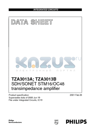 TZA3013B datasheet - SDH/SONET STM16/OC48 transimpedance amplifier