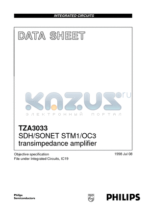 TZA3033 datasheet - SDH/SONET STM1/OC3 transimpedance amplifier