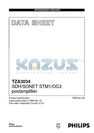TZA3034 datasheet - SDH/SONET STM1/OC3 postamplifier
