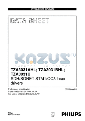 TZA3031U datasheet - SDH/SONET STM1/OC3 laser drivers