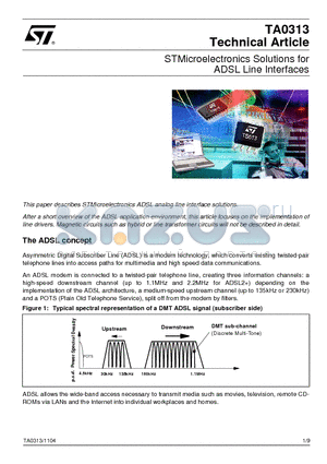 TA0313 datasheet - STMicroelectronics Solutions for ADSL Line Interfaces