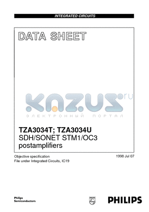 TZA3034U datasheet - SDH/SONET STM1/OC3 postamplifiers