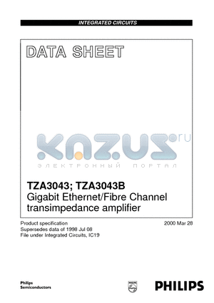 TZA3043 datasheet - Gigabit Ethernet/Fibre Channel transimpedance amplifier
