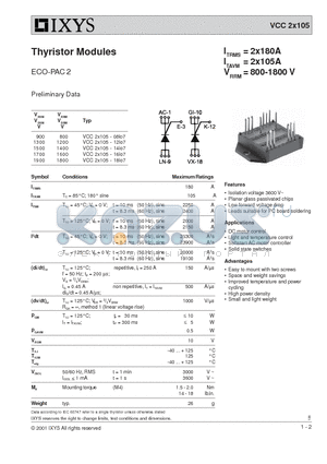 VCC2X105-08IO7 datasheet - Thyristor Modules