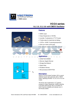 VCC4-A3D-50M000 datasheet - 1.8, 2.5, 3.3, 5.0 volt CMOS Oscillator