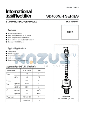 SD400N datasheet - STANDARD RECOVERY DIODES Stud Version